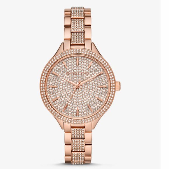 Michael Kors  Slim Runway Pavé Rose Gold Watch - Picture 1 of 4